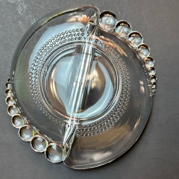 Vintage Duncan & Miller Clear Glass Teardrop Divided Relish Nut Candy Dish - Picture 2 of 4